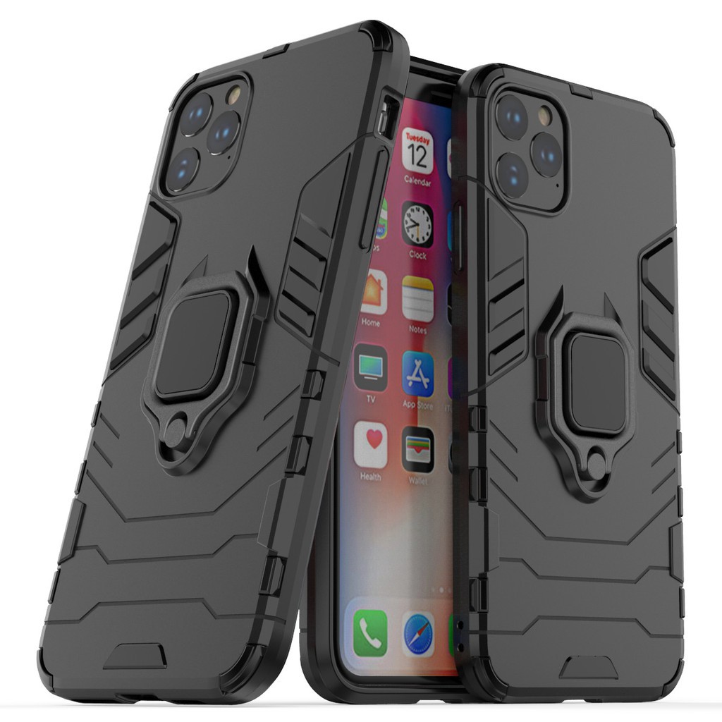 Ốp Iphone chống sốc Ironman batman, black panther kèm nhẫn iring chống xem video tiện lợi