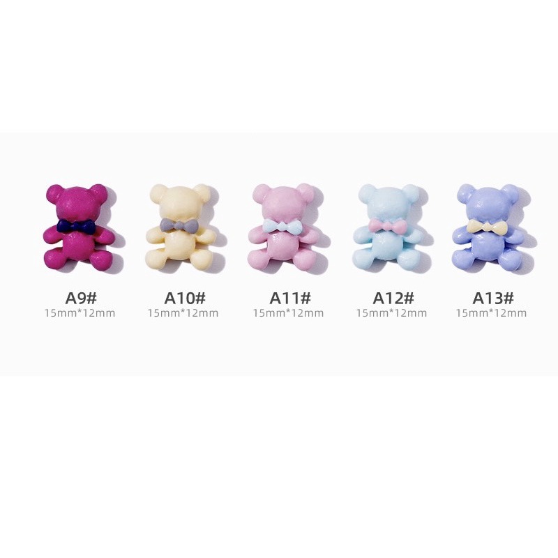 Charm (C340) slime/ Dụng Cụ Charm Trang Trí/ Làm Nail [Ko Keo &amp; Nút] Hình Gấu Đeo Nơ