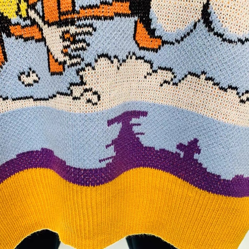 Áo len Đông Thu của nam giới Felix Cat Joint Lose Áo len dệt kim cổ tròn xu hướng