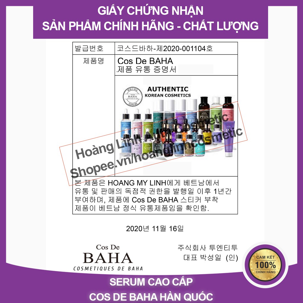 Serum dưỡng da hàn quốc Cos De BAHA Salicylic Acid BHA 4%