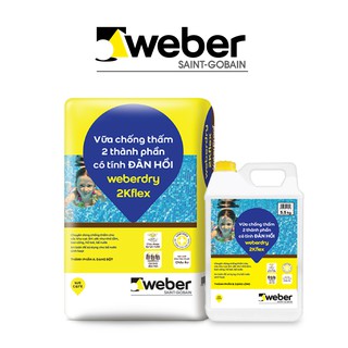Vữa Chống Thấm Weberdry 2Kflex gốc xi măng 2 thành phần có tính đàn hồi 5-25kg