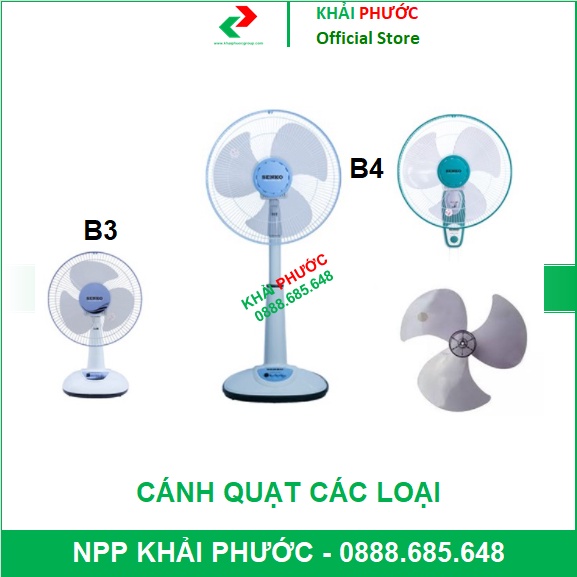 CÁNH QUẠT SENKO B3 B4 QUẠT BÀN HỘP ĐỨNG TREO TƯỜNG LỞ ĐIỀU KHIỂN TỪ XA LỖ TRÒN BÁN NGUYỆT - KHẢI PHƯỚC ELECTRIC