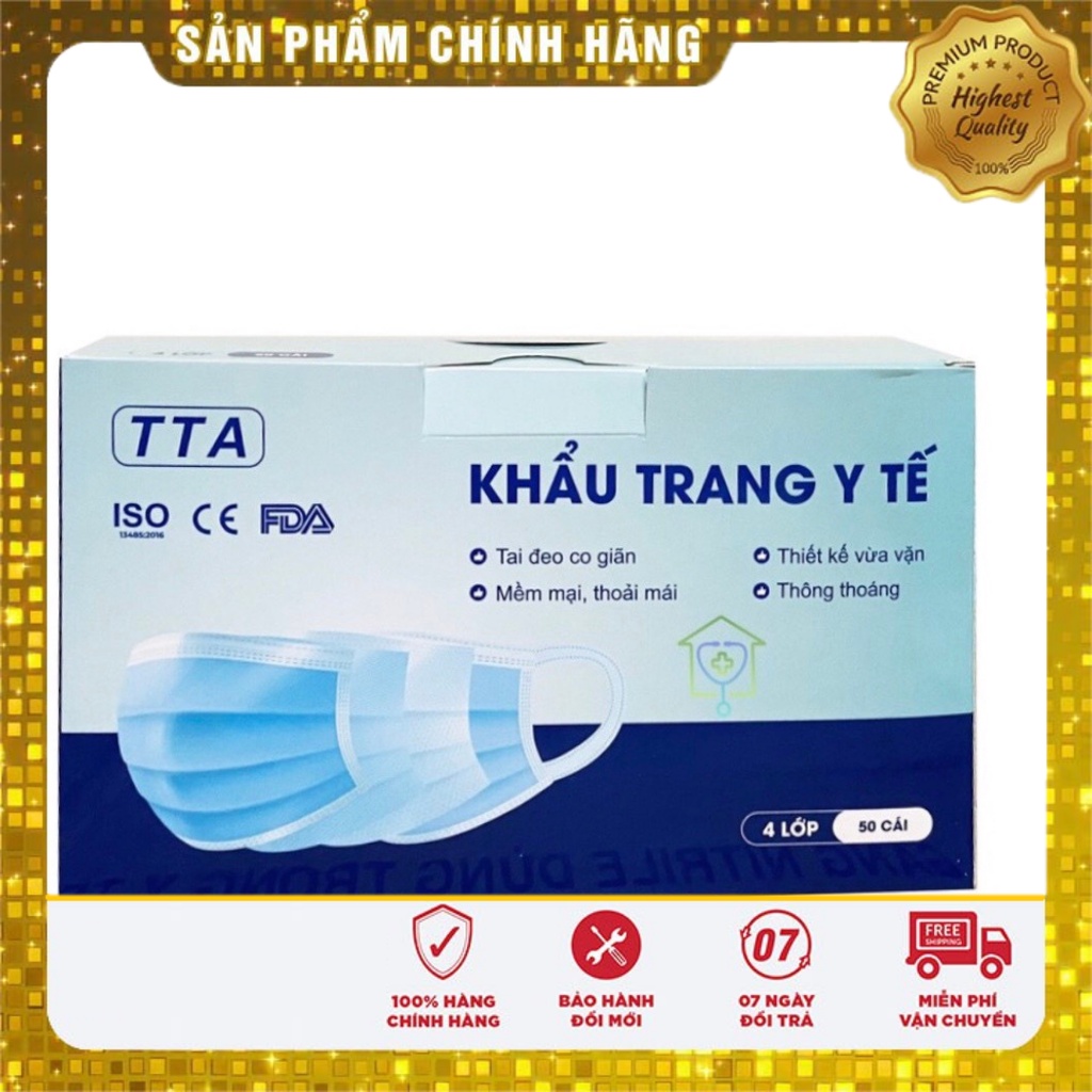 Khẩu trang y tế 4 lớp quai mềm không đau tai