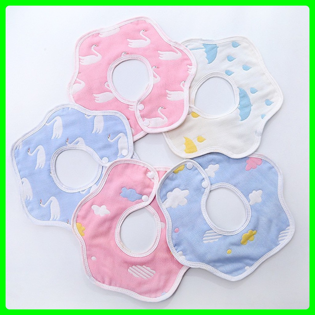 Yếm tròn xoay 360 với họa tiết 2 mặt, 6 lớp vải xô dày dặn, cúc bấm chắc chắn - Y1