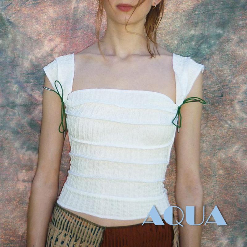 Áo Croptop Sát Nách Cổ Vuông Màu Trơn Cột Dây Thời Trang Quyến Rũ Cho Nữ