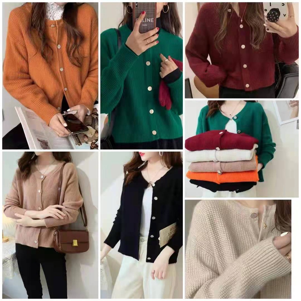 Áo khoác cardigan dệt kim tay dài dáng rộng thời trang xuân thu mới thanh lịch cho nữ