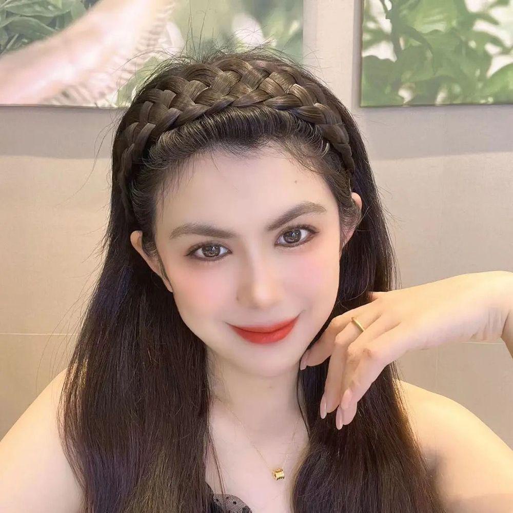 Băng Đô Dạng Tóc Giả Thắt Bím Bản Rộng Chống Trượt Thời Trang Cho Nữ
