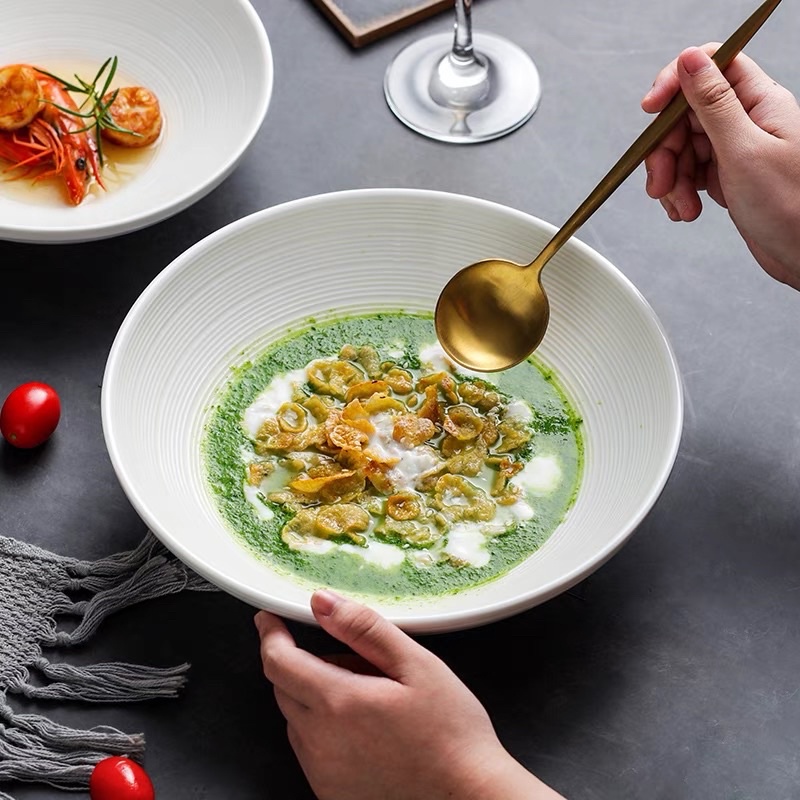 Tô Soup gốm vân trắng sang trọng - Bắc Âu