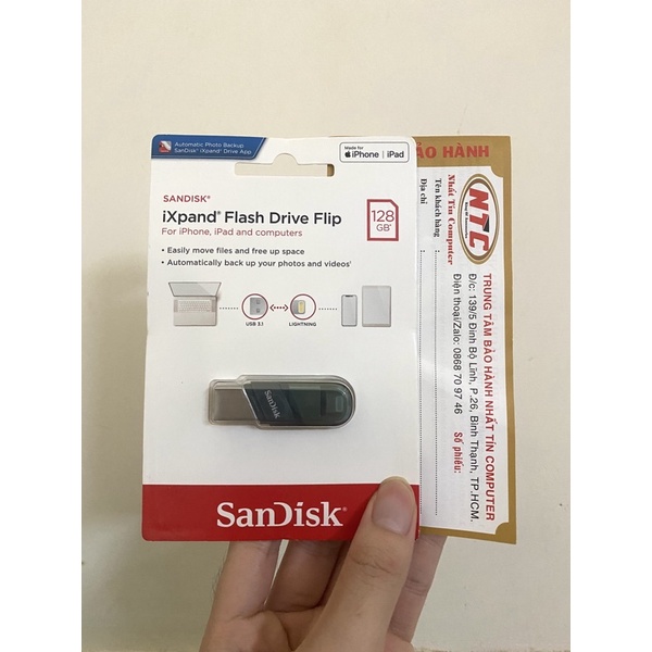 USB 3.1 OTG SanDisk iXpand Flash Drive Flip 128GB chính hãng bảo hành 2 năm