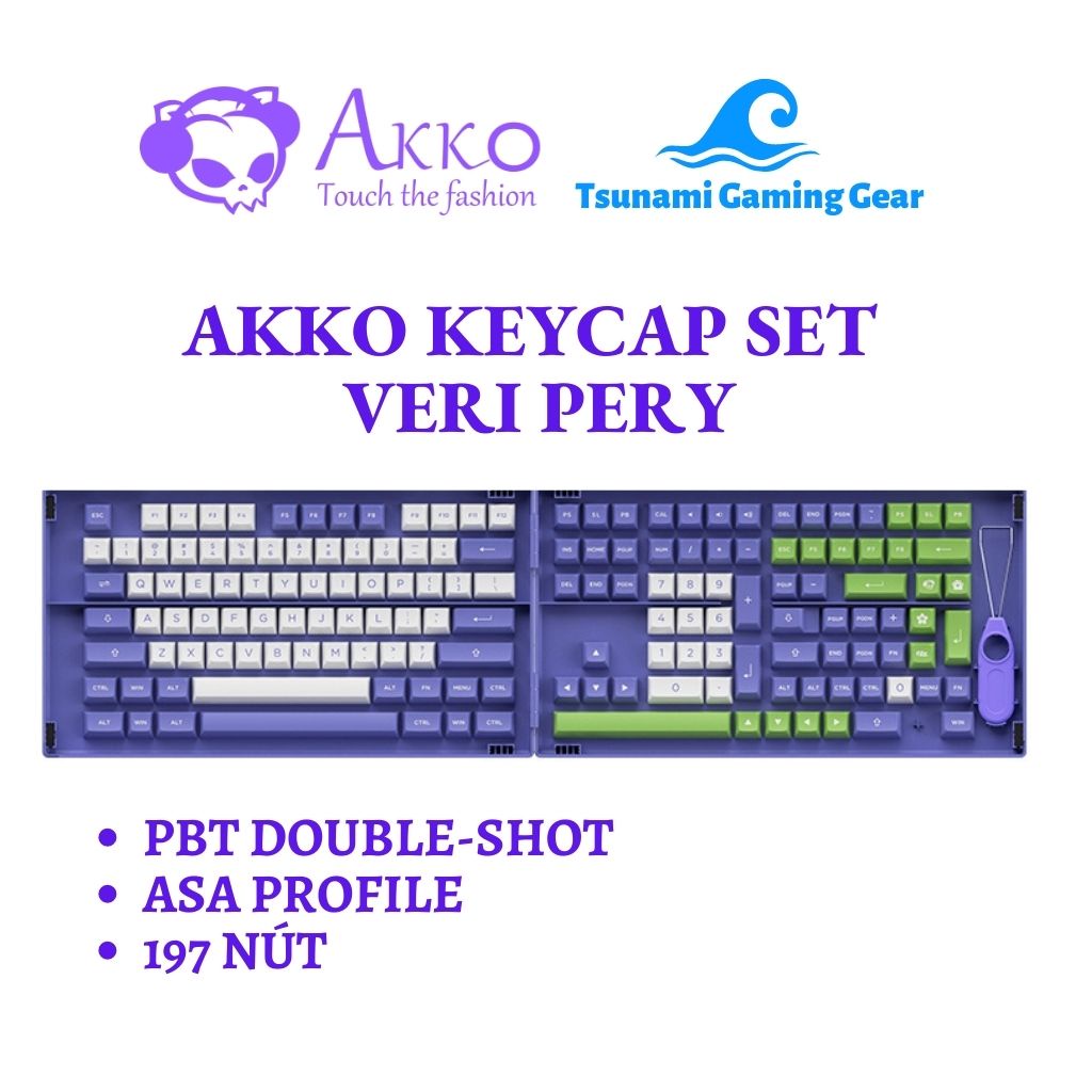 Bộ keycap AKKO Very Peri (PBT DoubleShot/ ASA profile/ 197 nút)