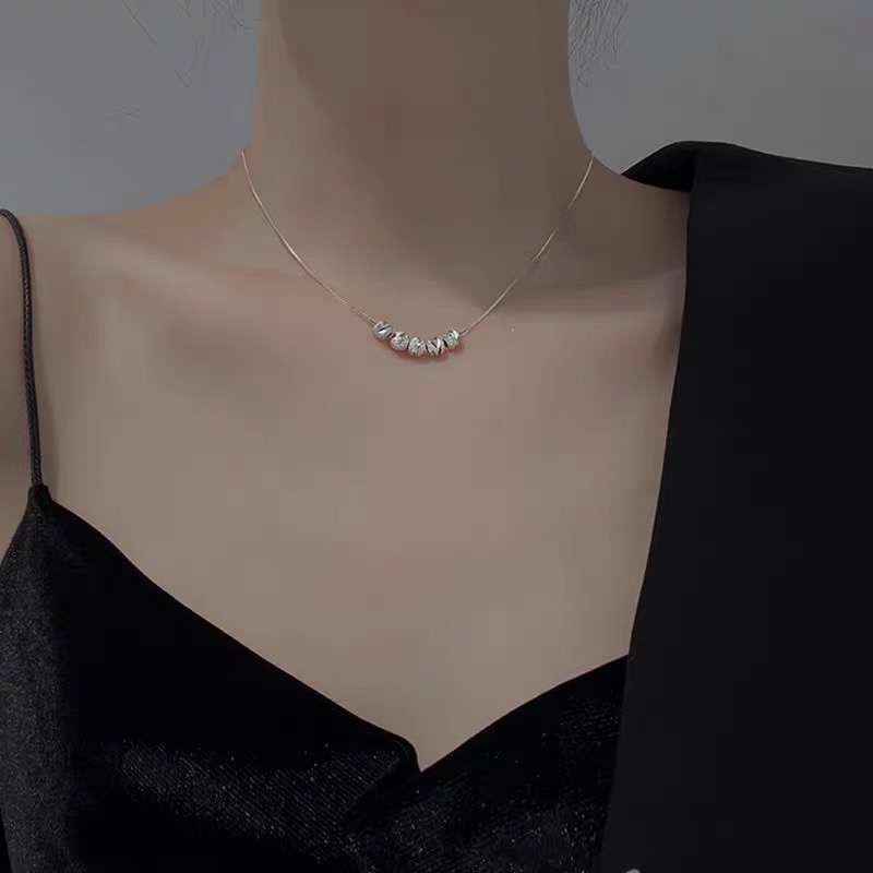 Dây chuyền nữ bạc s925vòng cổ hạt trám vàng ngũ phúc phong cách cổ điển HNY Jewelry DC09