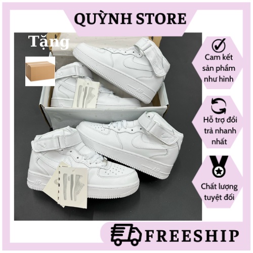 (FREESHIP + ẢNH THẬT) Giày giày AF1 Full trắng cao cổ 1.1
