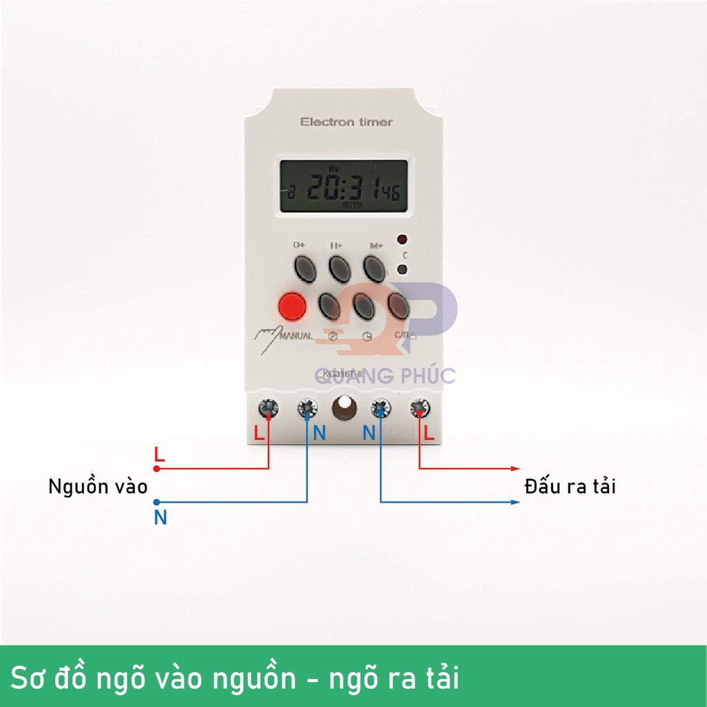 Công tắc hẹn giờ ngõ ra 25A cài đặt được 16 chương trình điều khiển chiếu sáng tưới tiêu hiệu lệnh
