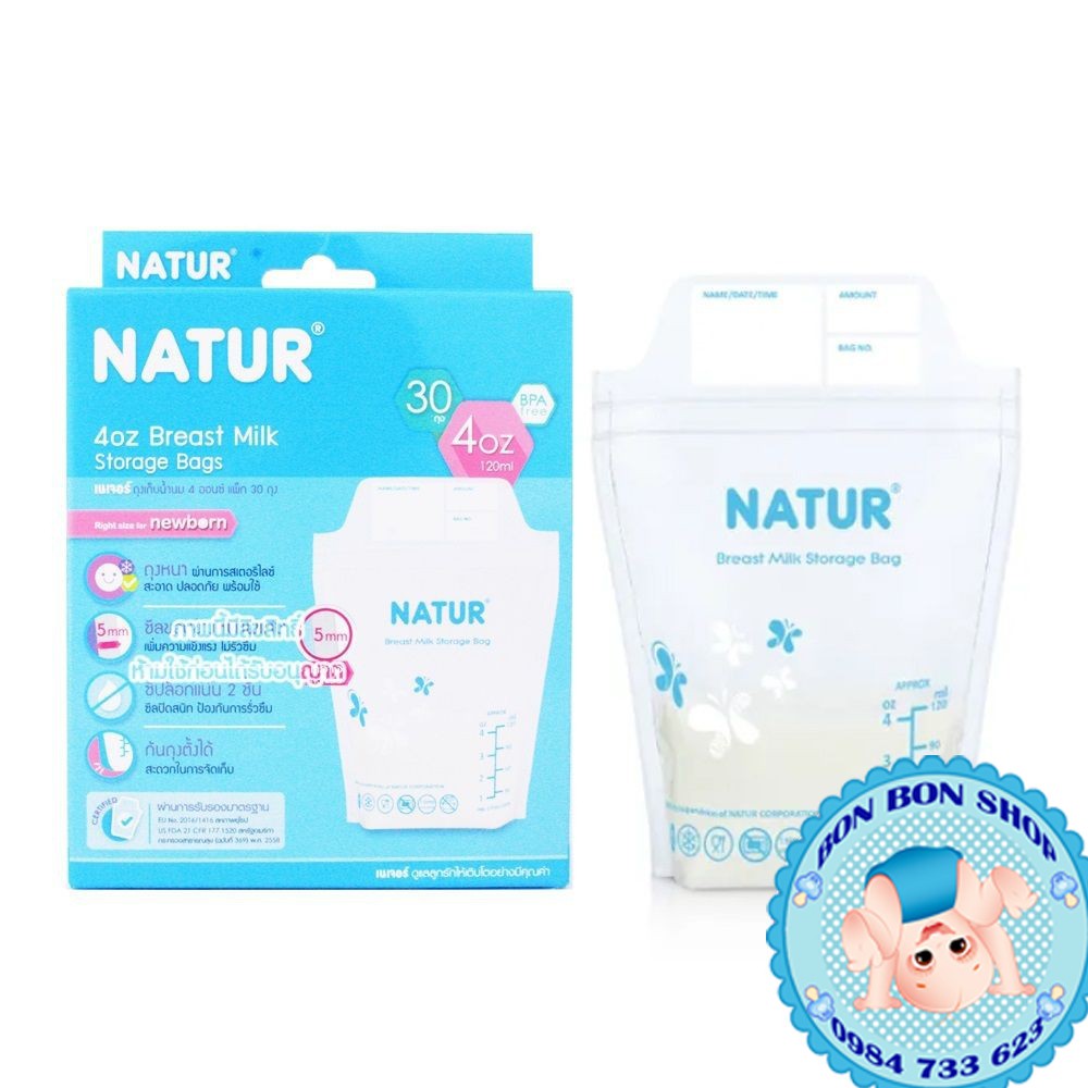 Túi Trữ Sữa Cho Bé Natur 120ML/ 240ML Hộp 30 Túi