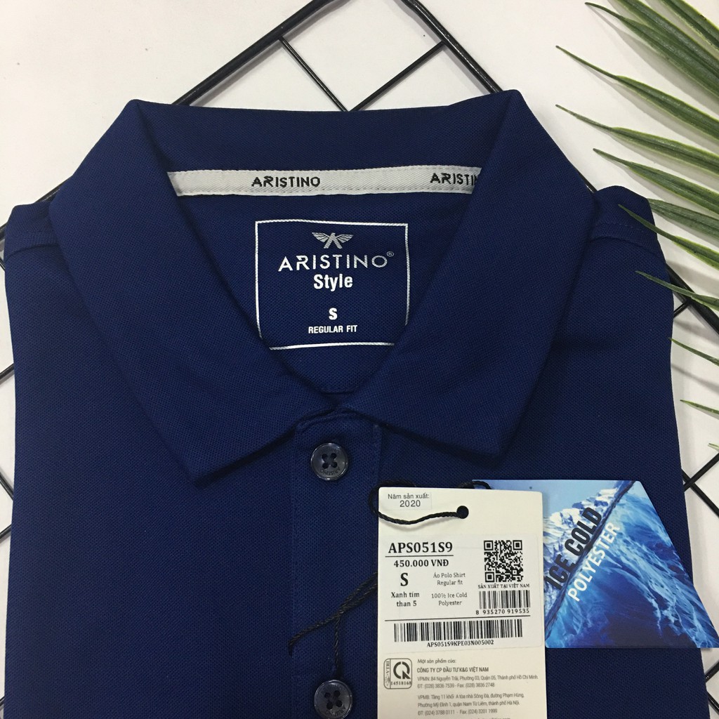 Áo polo nam ARISTINO Aps051s9 form rộng màu tím than  size S(55-63 KG)