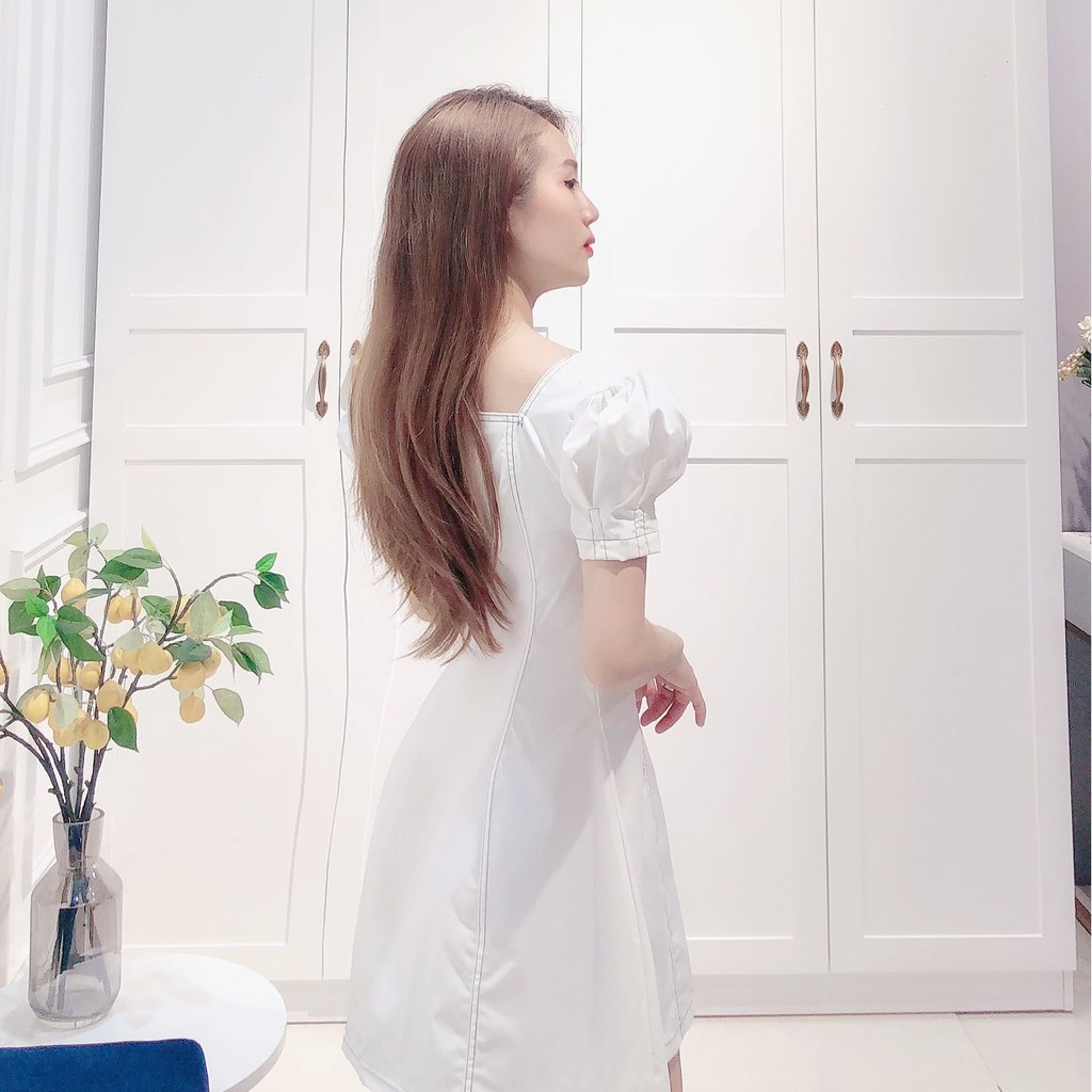 Đầm - Váy Tay Bồng Chỉ Nổi Viền Chất Liệu Thô Mài Cao Cấp Thích Hợp Cho Các Nàng Đi Tiệc Hoặc Đi Chơi | BigBuy360 - bigbuy360.vn