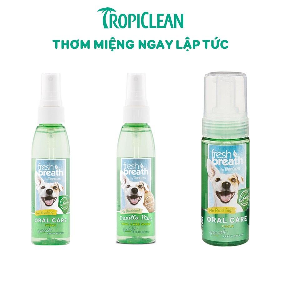 Xịt Thơm Miệng Chó Mèo Tropiclean Oral Care 118ml