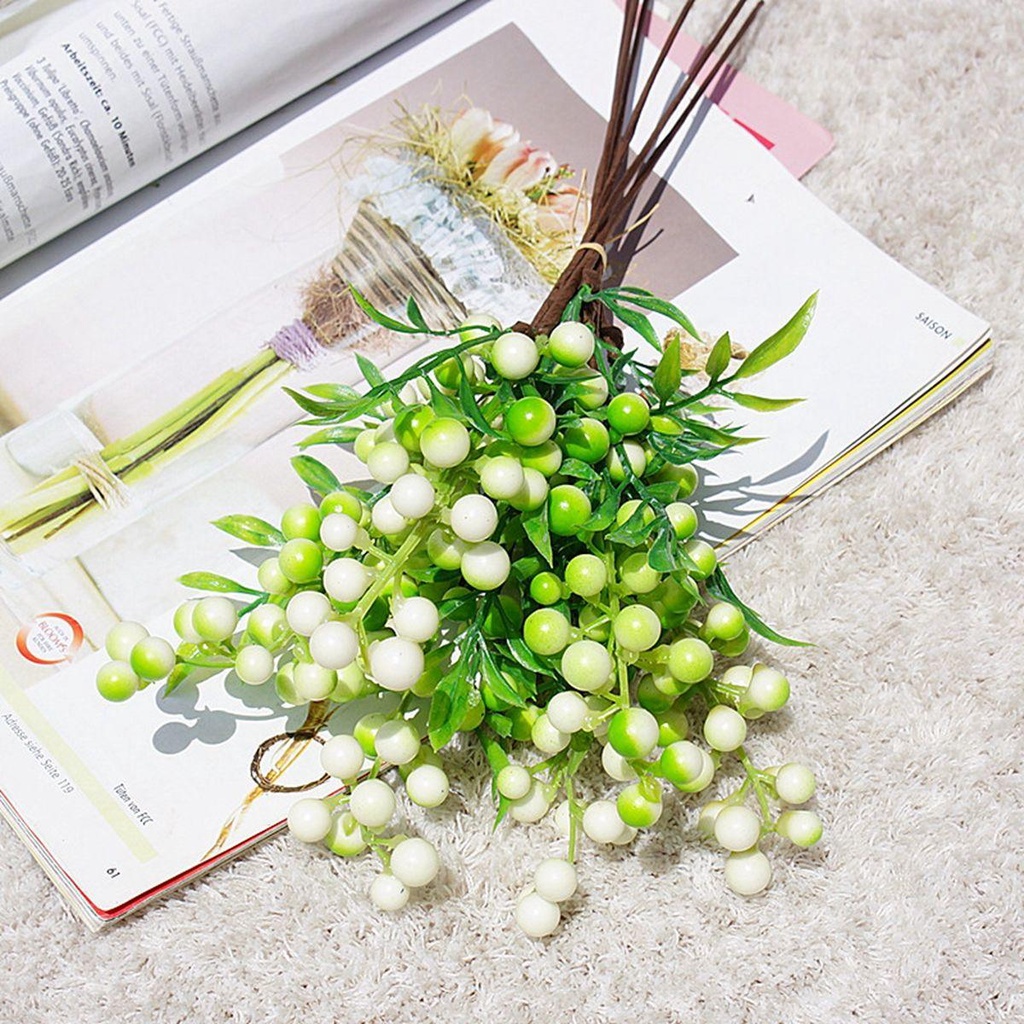 Bó Hoa Berry Giả Màu Ngà Trang Trí Tiệc Cưới, Giáng Sinh