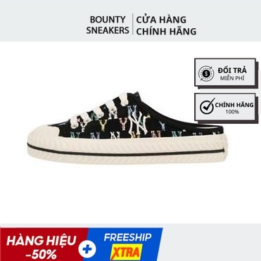 Giày MLB Playball Mule Monogram NY &quot;Black&quot; 32SHSM111-50L- Hàng Chính Hãng - Bounty Sneakers