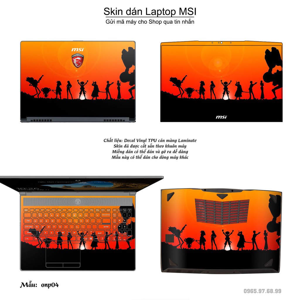 Skin dán Laptop MSI in hình One Piece (inbox mã máy cho Shop)