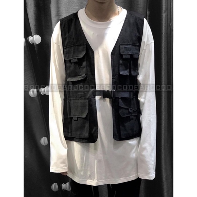 Áo combat vest đen kaki Brocode