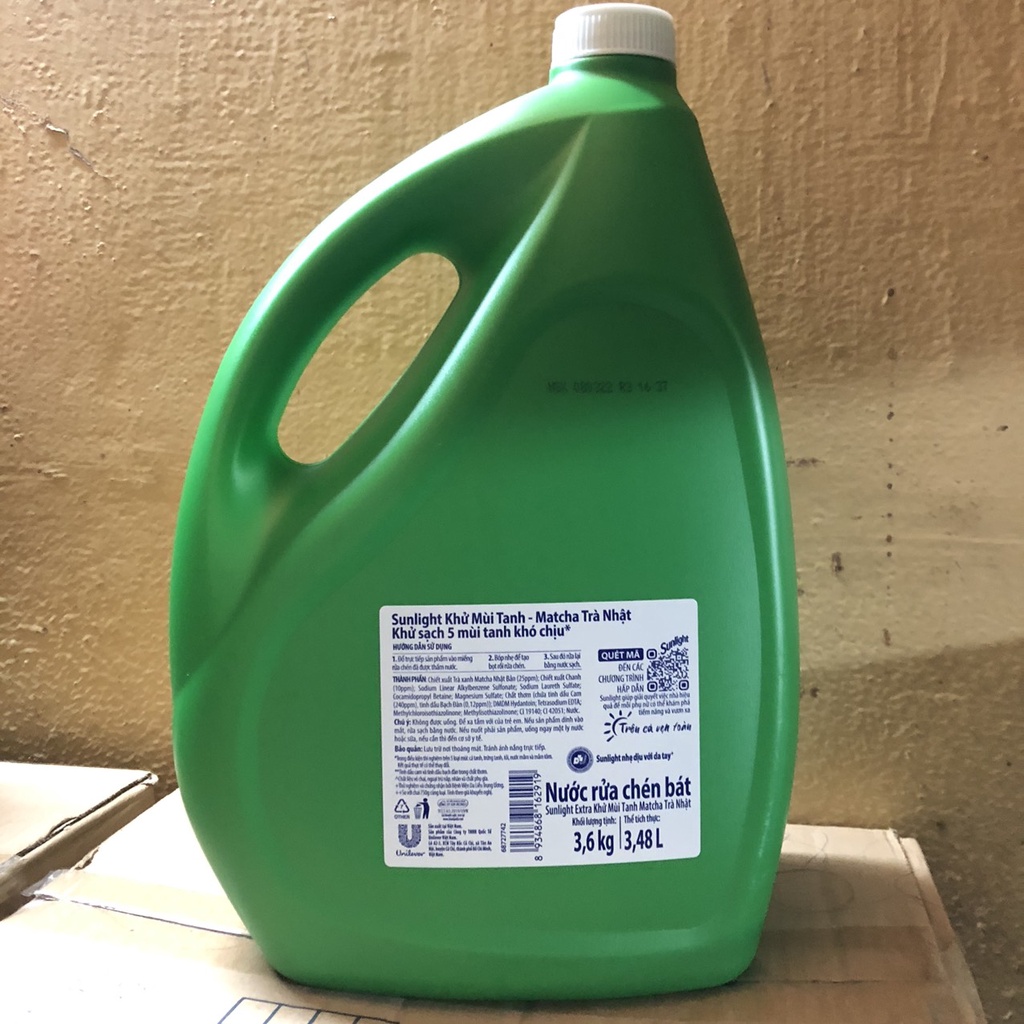 Nước Rửa Chén Sunlight Muối Khoáng/ Trà Xanh 3,6kg
