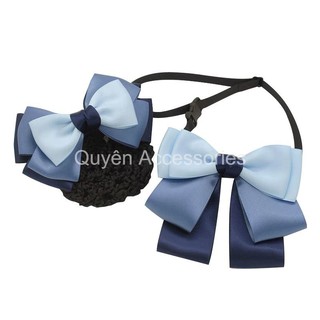 Kẹp búi nơ kèm nơ cổ áo xanh da trời