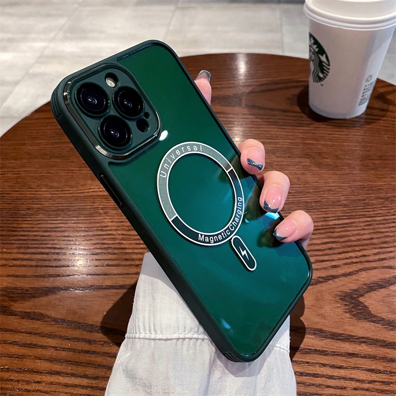 Ốp Điện Thoại Cứng Trong Suốt Từ Tính Có Túi Khí Chống Sốc/Rơi Cho iPhone 12 13 Pro Max ip11