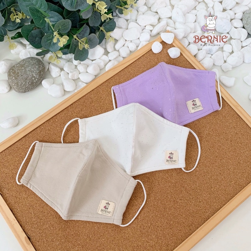 Khẩu trang bé trai bé gái Bernie 2 lớp cotton 100% hữu cơ tự nhiên thông thoáng, mềm mại với da cho bé 2-15tuổi-23B00002
