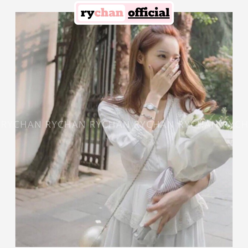 DX674 - Đầm Xòe Trắng Tầng Cổ V