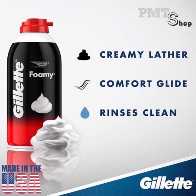 Kem Bọt Cạo Râu GILLETTE  Foamy Regular Originale Màu Đỏ 311g