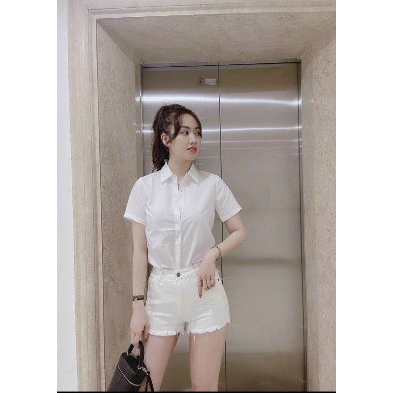 Áo Sơ Mi Trắng Cộc Tay Vero Moda Xuất Hàn - Chất Mát, Không Nhăn Hà Giang Vnxk