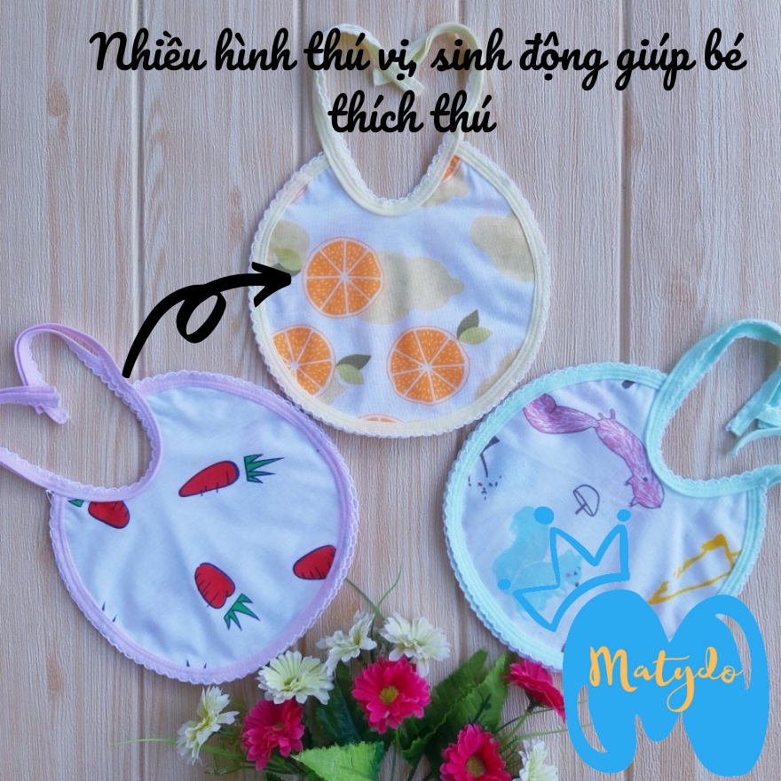 Khăn yếm chống thấm cho bé ăn dặm chất liệu cotton 2 lớp mềm mịn cao cấp có dây buộc nhiều hình