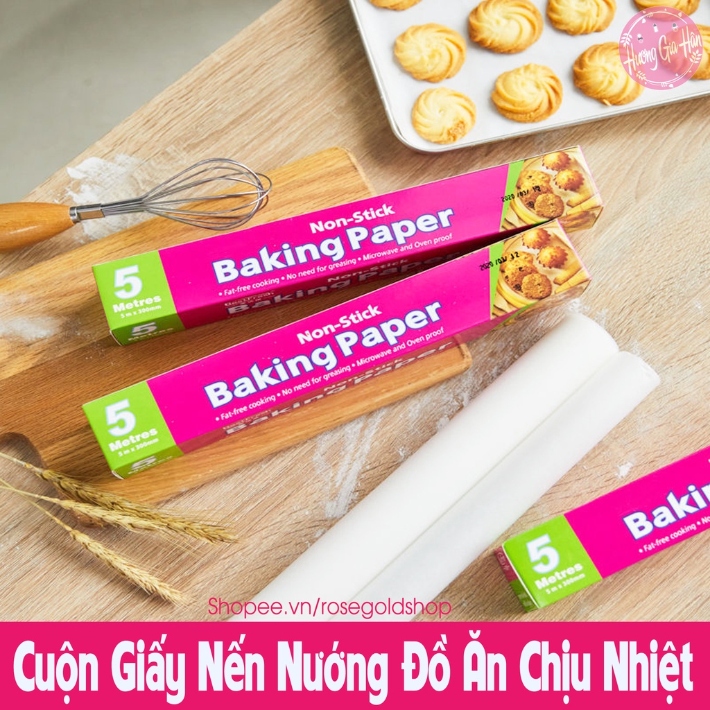 Giấy Nến Chịu Nhiệt Chống Dính Không Thấm Dầu Lót Nướng Bánh, Nướng Thịt Size 30x5m, Hấp Bánh