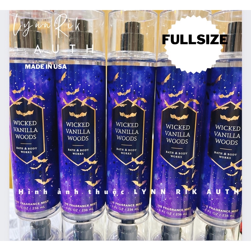 Auth _Fullsize WICKED VANILLA WOODS - Xịt Thơm Toàn Thân Body Mist Bath & Body Works Usa