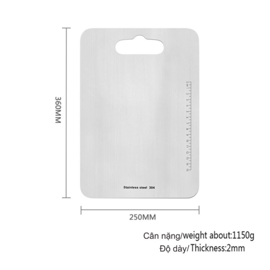 Thớt inox 304 kháng khuẩn cao cấp , chống ẩm mốc độc hại, vệ sinh dễ dàng, cường lực không mùn gỗ, an toàn