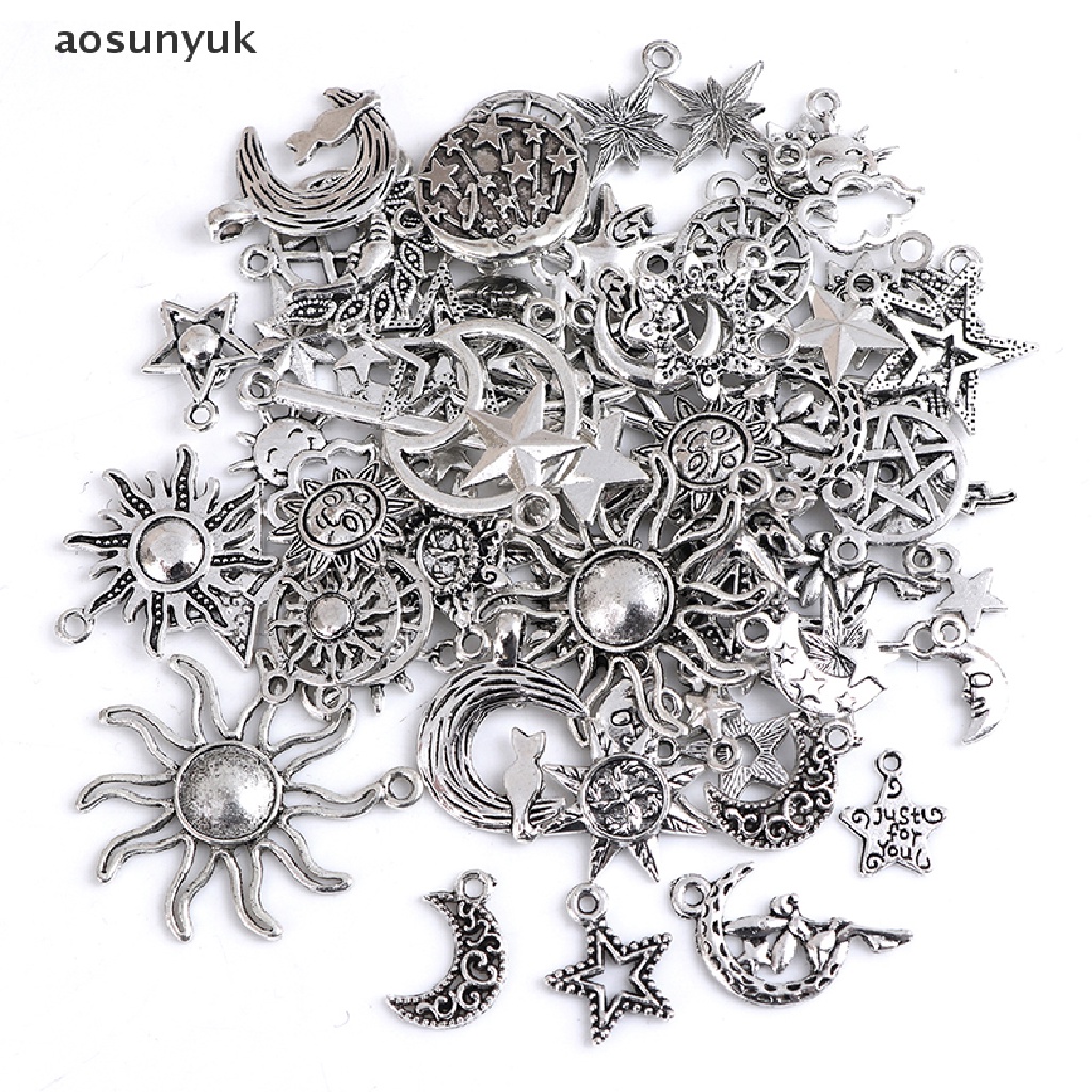70pcs Sun Moon Stars Charms Pendant For Diy Jewelry Necklace Bracelet Making .