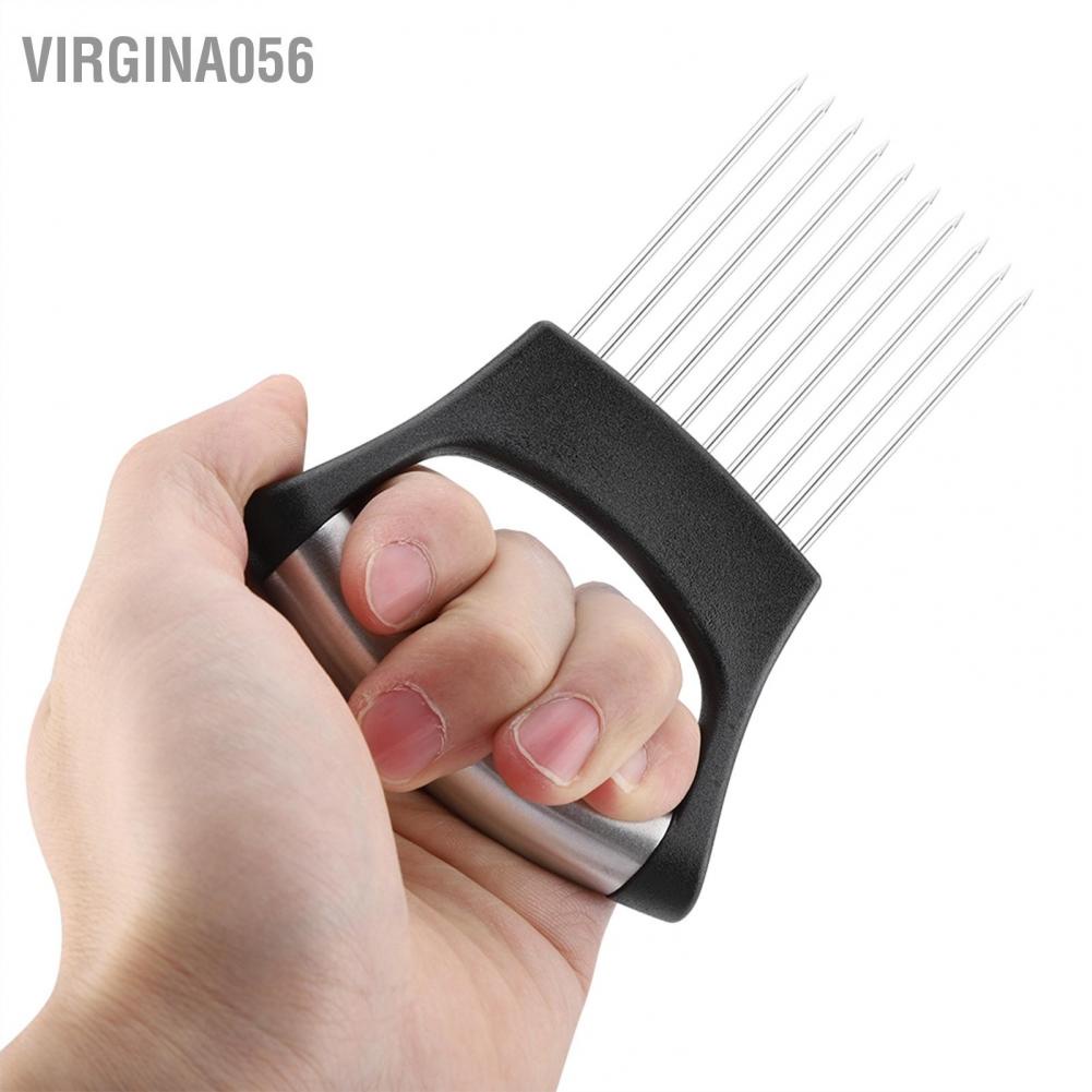 Virgina056 Stainless Steel Onion Holder Fruits Veg Meat Cutter Slicer Peeler Chopper with 10 Prongs