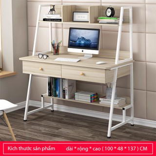 Bàn làm việc Bàn học hiện đại để máy tính kèm giá sách ngăn kéo BAH023