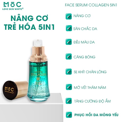 Tinh chất dưỡng nâng cơ, trẻ hóa da Face Serum Collagen 5in1 Mộc Love Skin White 45ml