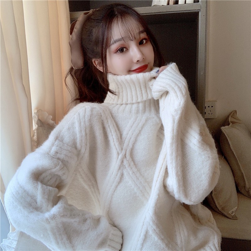 Áo sweater thời trang cổ lọ đáng yêu xinh xắn cho phái nữ