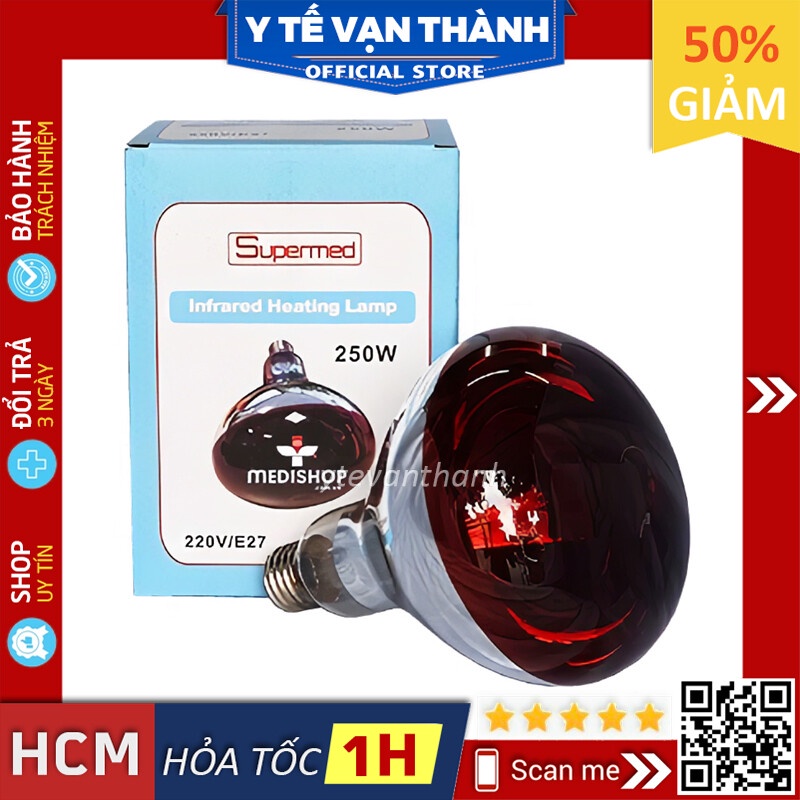 ✅ Bóng Đèn Hồng Ngoại Y Tế: Supermed 250W Sưởi Ấm, Giảm Đau -VT0101