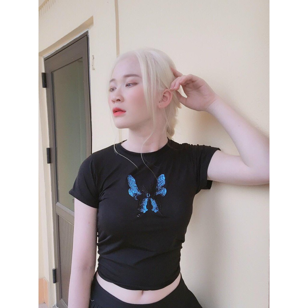 [ SALE LỖ ] Áo Croptop ôm  thêu 2 màu hot trend - áo croptop kiểu co dãn mềm mịn