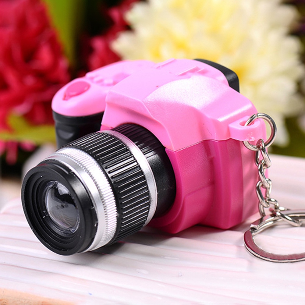 Móc khóa hình máy ảnh mini DSLR có đèn LED kiểu dáng sáng tạo
