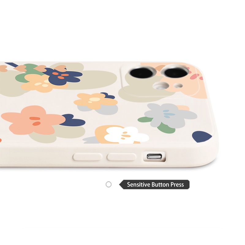 Ốp Điện Thoại Silicon Mềm Họa Tiết Hoa Màu Trắng Bảo Vệ Toàn Diện Cho iPhone 12 mini 11 13 Pro Max XR 7 8 Plus SE3 X 14 Pro XS Max