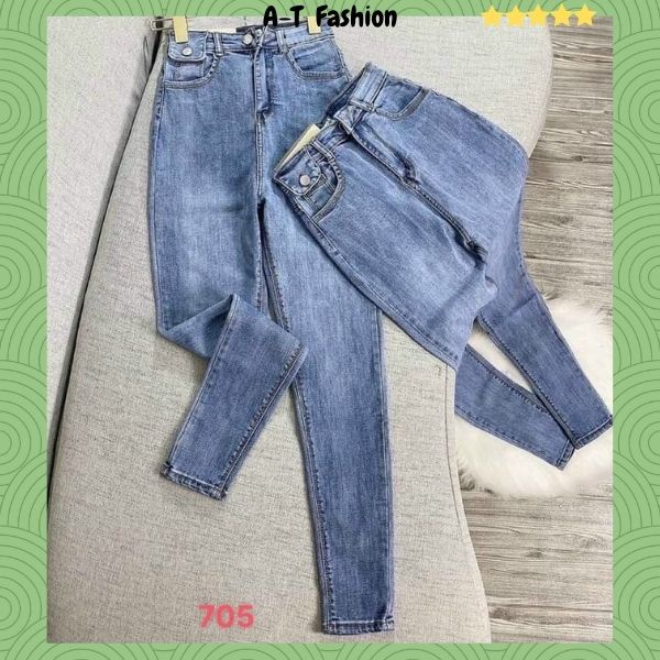 Quần jean nữ trơn form ôm dáng đẹp mê ly ❤️A-T Fashion❤️ Quần bò cạp cao thời trang trẻ trung (đẹp như hình) - QJNU705