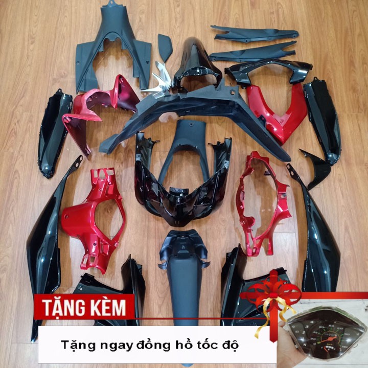 Dàn áo xe WAVE RSX 110 - nhựa nguyên sinh ABS cao cấp màu Đen Đỏ - Tặng ngay đồng hồ đo tốc độ cực chất