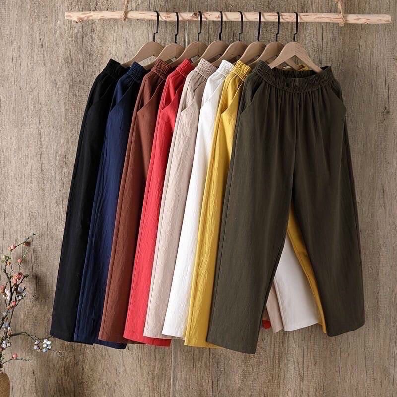 Quần Baggy Nữ Lưng Chun, Quần Baggy Đũi Cạp Chun Nhẹ Mát