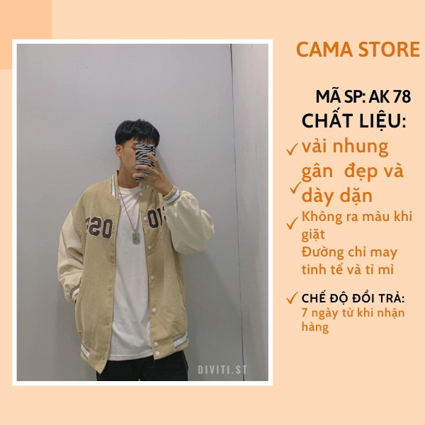 [Mã 44FASHIONSALE1 giảm 10K đơn 50K] Áo khoác Nhung Gân nam nữ form rộng cực đẹp bigsize hàn quốc CAMA STORE AK78