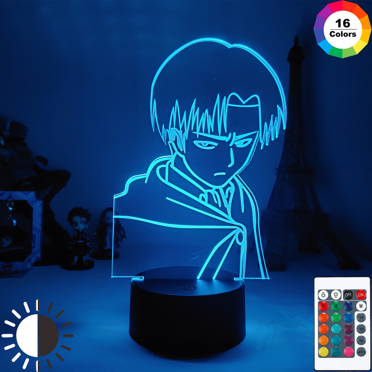 Attack on Titan 3D LED Night Light Colorful Anime Bedside Sleeping Lamp Bedroom Decor Japaness Anime Figure Gift